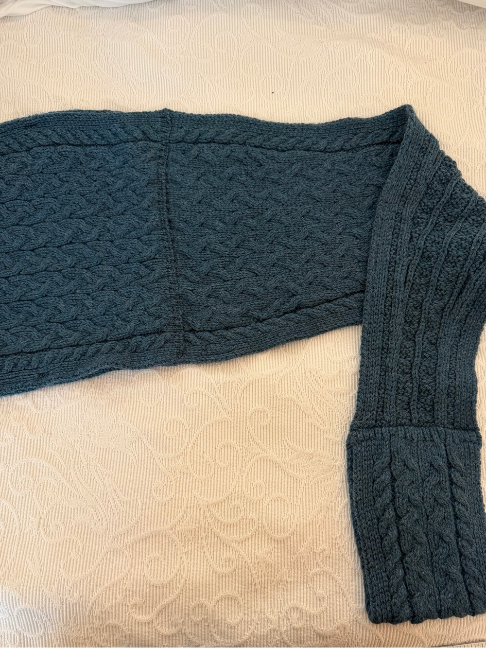 Aran Sweater Market Ireland Merino Wool Cable Knit Button Snood Scarf Wrap Teal
